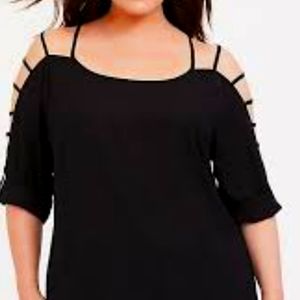 Black Ladder Cut Georgette Blouse Torrid Size 3